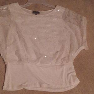 Cute, white, sequin, waistband, cotton shirt